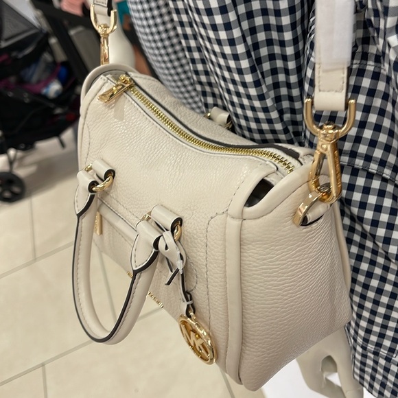 Michael Kors Carine Extra-Small Pebbled Leather Satchel Crossbody 
Light Cream - Picture 2 of 16